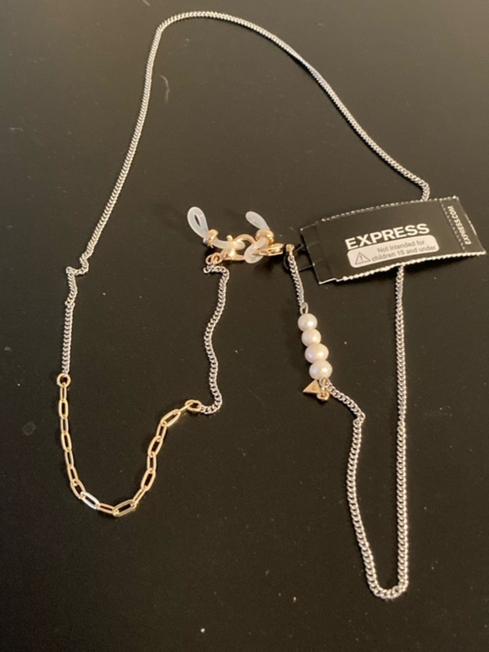 Express Two-Tone Pearl Accent Necklace - Silver & Gold